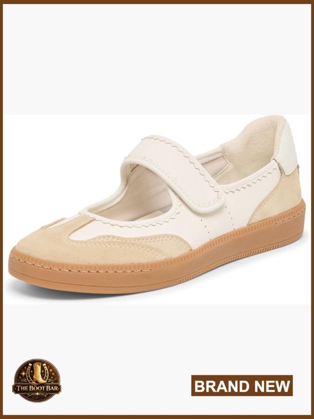 Ballet Flats - Round Toe Hook & Loop Closure Leather Comfort Casual
